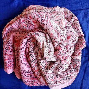 NOSV Indian Cloth pink block 68x90" tablecloth blanket fabric, curtain, wall art